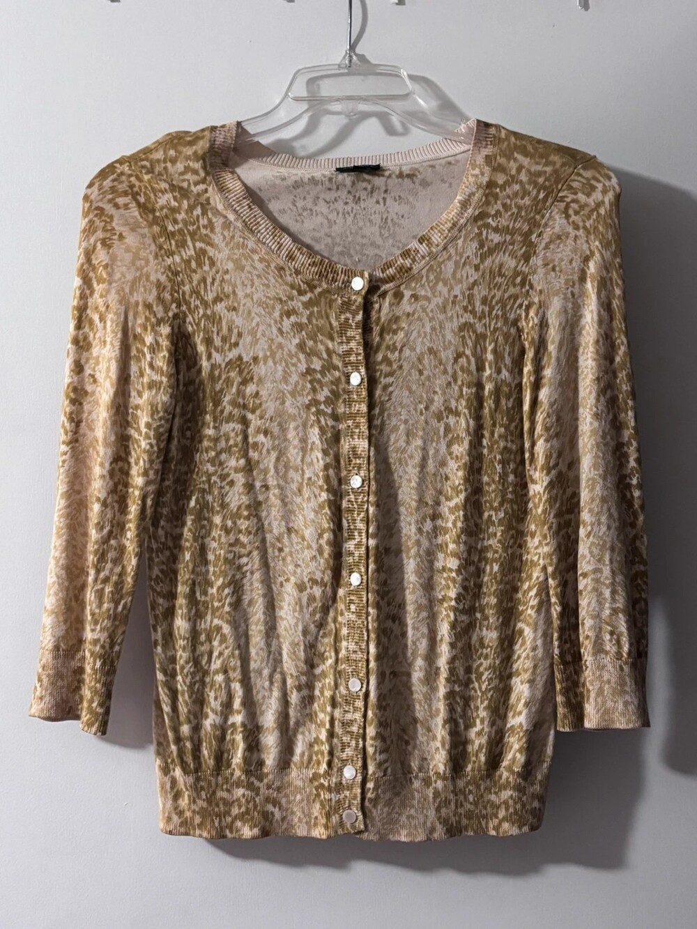 Talbots Animal Print Button-Front Cardigan Sweater - Size Small